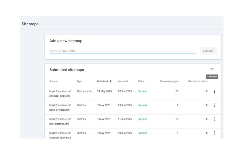 example for submitting sitemap