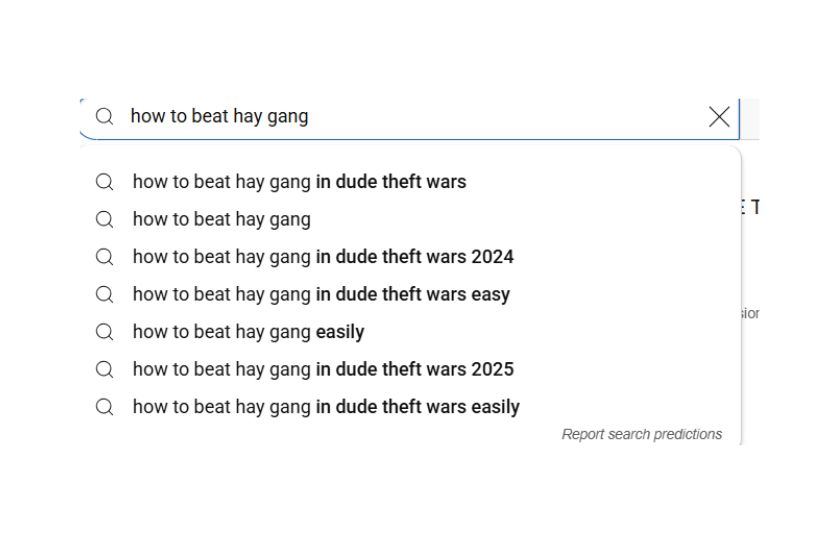 a image shows that youtube auto keyword suggestions