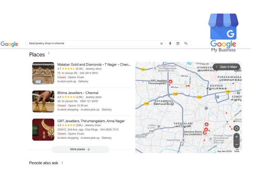 images shows that example for result showing in google search for google my business