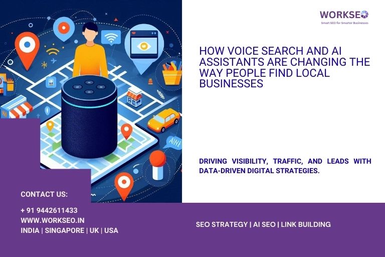 Person using voice assistant to find local businesses.