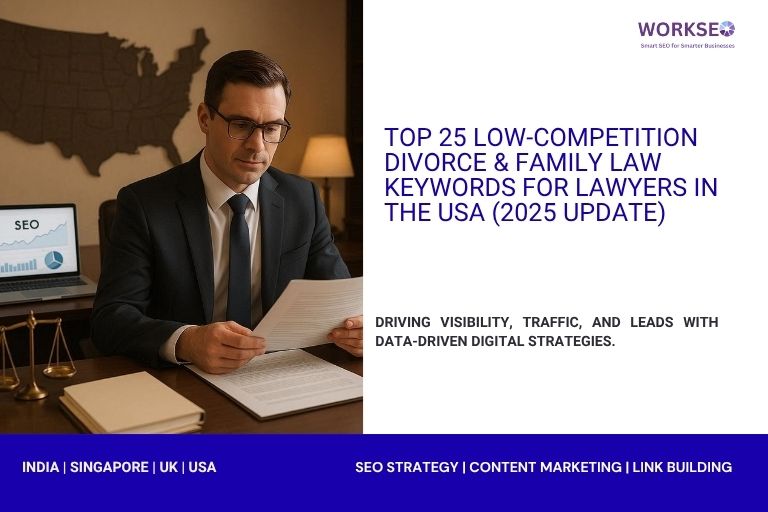 image with text Top 25 Low-Competition Divorce & Family Law Keywords for Lawyers in the USA (2025 Update)
