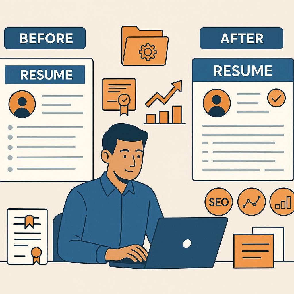 B.Com graduate improving resume with digital marketing skills, certification, and real projects through WorkSEO