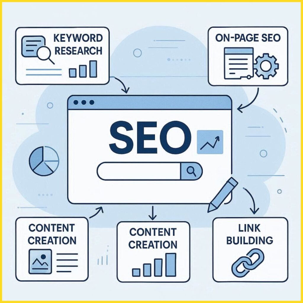 Search Engine Optimization process steps infographic