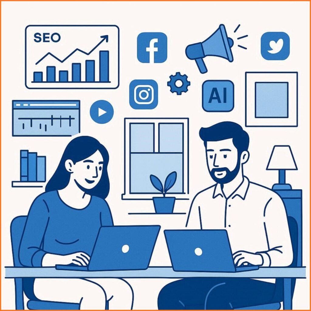 Student learning digital marketing and SEO courses for work from home jobs